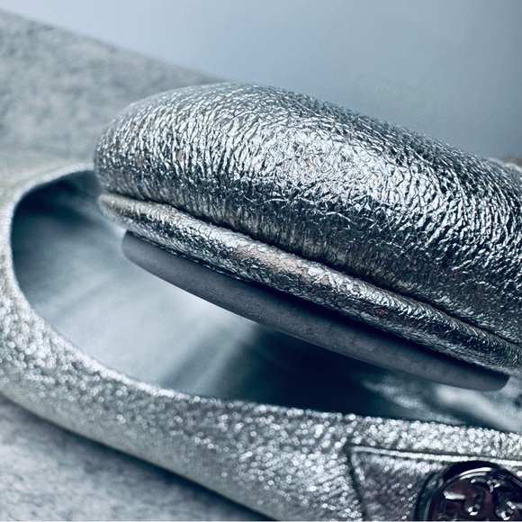 TORY BURCH - Silver MINNIE Crystal Embellished 2way ballet flats/MaryJanes, 9.5M - Picture 6 of 13